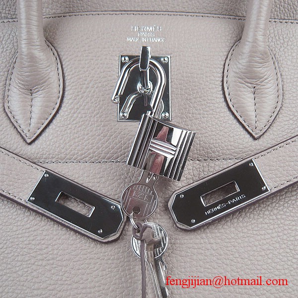 Hermes Birkin 42cm Togo Leather Bag 6109 Grey silver padlock